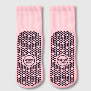 Bulk Custom Logo Soft Pink Ghost Embroidery Crew Silicone Dot Non Slip Yoga <b>Socks</b> Pilates Grip <b>Socks</b> for Daily Wear - Product Image 2