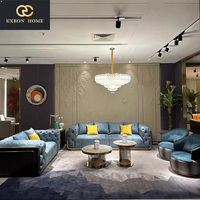Ensemble de canapés en tissu italien haut de gamme, style luxe léger, avec boutons décoratifs, design créatif pour salon de villa, canapé de luxe