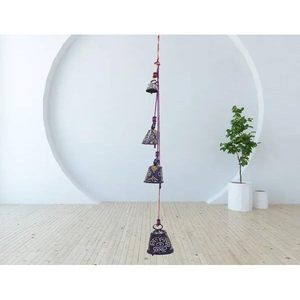 PARIJAT artisanat carillons éoliens en fer violet 4 cloches suspendues pour la maison balcon salon jardin décoratif son Kutch - Product Image 5