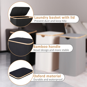 Cesto de Ropa Plegable de Bambú de Gran Capacidad para Uso Familiar, Solución de Almacenamiento Práctica para las Necesidades Diarias de Lavandería - Product Image 5