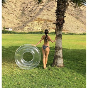 Inflatable Transparent Swim Ring Round Thickened 0.25mm PVC Adult Pool Float Summer Water Sport Use - Product Image 1