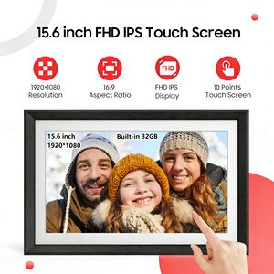 Marco de Fotos <span class=keywords><strong>Digital</strong></span> Inteligente WiFi de Madera de 15.6 Pulgadas, Ideal para Padres, Álbum <span class=keywords><strong>Digital</strong></span> 16:9 con USB, MP3 y MP4 - Product Image 2