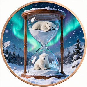 独家彩色高浮雕 1 盎司 .999 纯铜硬币 极光北极熊高级铜条 - Product Image 1