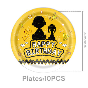 Assiettes et serviettes en papier chiot 7/9 pouces, décorations de fête d'anniversaire et fournitures de baby shower sur le thème mignon de dessins animés japonais, motif maison de chien jaune - Product Image 4