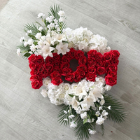 Couronne funéraire artificielle en soie, fleurs artificielles pour cimetière, décorations florales pour pierre tombale