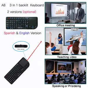 Best popular of 2.4G multifunction wireless keyboard A8 Spanish for PC Notebook Smart TV HTPC Android TV BOX Projector