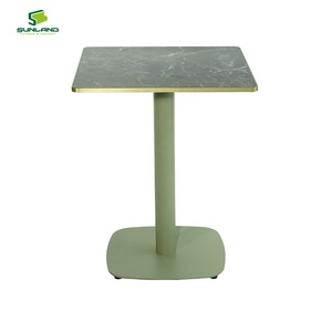 Plateau de table carré en pierre frittée imperméable SUNLAND de 60 cm avec bord en aluminium pour extérieur et usage professionnel Horeca Café - Product Image 4