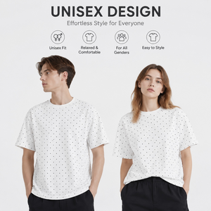 T-Shirt Oversize Vintage in Cotone 100% da 220g, Collo Tondo, Motivo a <span class=keywords><strong>Pois</strong></span>, Morbida e Traspirante, Stile Casual Streetwear per Uomo e Donna - Product Image 6