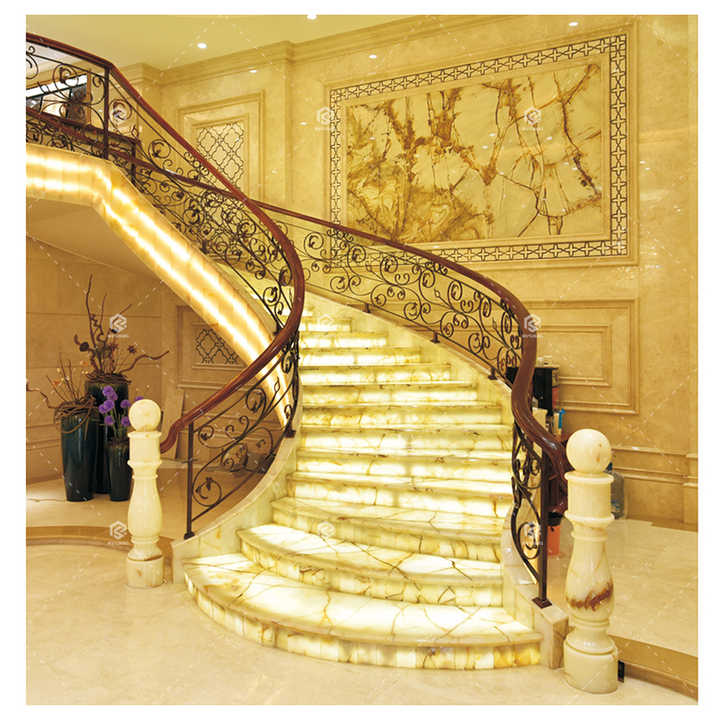 Customized Modern Design Curved Marble Interior Stairs Luxury Floating ...