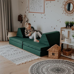 Canapé combiné pour enfants en tissu, mousse haute élasticité, 2 places, à partir de 3 ans, ensemble de jeu de construction - Product Image 1
