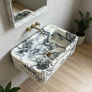 Lavabo da <span class=keywords><strong>Bagno</strong></span> di Lusso Personalizzato in Marmo Calacatta Viola, Elegante Lavabo da Appoggio in Pietra Naturale <span class=keywords><strong>per</strong></span> Villa e Hotel - Product Image 2