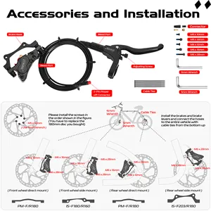 DYISLAND-Kit de frein à disque LD4X-300 hydraulique pour vélo électrique, 4 pistons, 2 broches, système de contrôle par induction