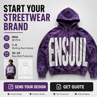 Sweat à capuche zippé oversize en molleton bouclette effet délavé tie-dye personnalisé avec grande impression frontale style streetwear pour homme OEM ODM