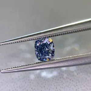 Cushion Blue Artificial Gemstone CVD VVS2 Laboratory Artificial Cultured Diamond Setting Diamond Ring Lab Grown Jewelry