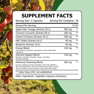 OEM ODM Wholesale Custom Apple Cider Vinegar Capsules Turmeric Curcumin Milk Thistle Ceylon Cinnamon Manage Body Form Digestion - Product Image 2
