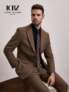Costume <span class=keywords><strong>Homme</strong></span> Classique Rétro Britannique en <span class=keywords><strong>Tweed</strong></span> <span class=keywords><strong>Marron</strong></span> de Haute Qualité, Respirant, Grande Taille, Ensemble <span class=keywords><strong>Blazer</strong></span> Slim Décontracté à Simple Boutonnage - Product Image 1
