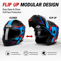 Casque de moto intégral homologué AWN DOT avec lumières LED, double visière, modulaire, rabattable, pour motocross, adulte, unisexe