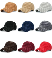 Casquette de baseball unisexe en velours côtelé vierge, 6 panneaux, visière incurvée, personnalisable avec logo, pour hommes et femmes