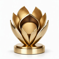 Trophée Fontaine Métallique Doré Poli à Côtes Radiantes, Base Cylindrique Noire, Gravure Personnalisée, Impression UV, Récompense pour Cadeaux de Salon Professionnel