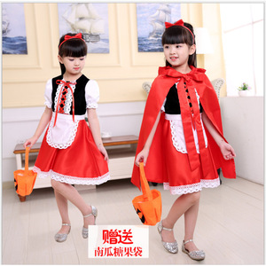 Disfraz de Halloween para niños, vestido de Caperucita Roja con capa y bolsa de dulces de calabaza para actuaciones en fiestas infantiles - Product Image 1