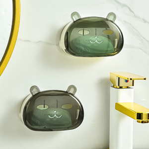 Autonomy Cartoon Rabbit Soap Dish Dark Gray Plastic Waterproof With Lid For Bathroom Use - Product Image 1