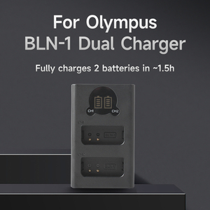 Chargeur de batterie double fente BLN-1 pour appareils <span class=keywords><strong>photo</strong></span> <span class=keywords><strong>Olympus</strong></span> OM-D E-M1 E-M5 E-M5 Mark II <span class=keywords><strong>PEN</strong></span>-F <span class=keywords><strong>PEN</strong></span> E-P5 – Chargeurs portables intelligents BLN1 - Product Image 2