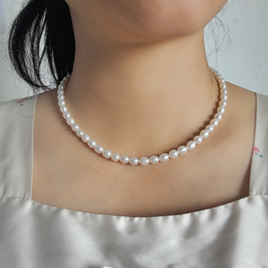 Collier de perles d'eau douce cultivées sans noyau, en forme de riz, 6-7 mm, blanc, rose, violet, qualité irréprochable, vente en gros - Product Image 6