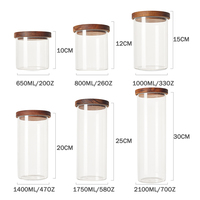Récipients en verre avec couvercle en bois d'acacia de luxe empilables pour cuisine, spaghetti, pâtes, céréales, épices, conservation des aliments