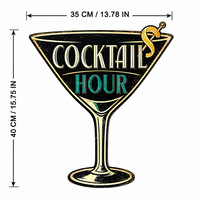 Plaque Métallique Gaufrée Vintage pour Décoration Murale de Bar, Motif Verre à Martini pour l'Heure du Cocktail, Personnalisable, Fournisseur Direct d'Usine OEM