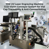 Machine de marquage laser UV CNC automatique BMG 10W avec vision CCD et système intégré de codage/traceabilité des bouchons de flacons sur convoyeur