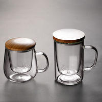 Mug à thé en verre borosilicate ODM/OEM, résistant à la chaleur, avec infuseur et couvercle