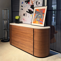 Table console de luxe en marbre avec placage en noyer courbé, table d'entrée pour couloir, meubles de salon de villa avec tiroirs à fermeture douce