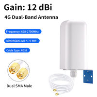 Antenne omnidirectionnelle verticale 4G double bande 12dBi pour extérieur avec connecteur N mâle et câble RG58 pour routeur WiFi et point d'accès sans fil