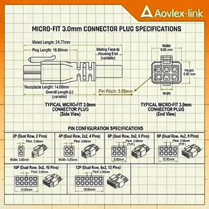 Dikdörtgen kablo 43025 mikro-fit 3.0 priz konut çift sıra 2 3 4 6 8 Pin Overmolded tel montaj Molex kablo - Product Image 3