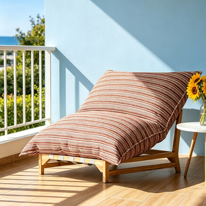 Sillón Nórdico <span class=keywords><strong>de</strong></span> Madera <span class=keywords><strong>de</strong></span> Caucho Sólido con Tela Bouclé, Sillón Individual para Balcón, Sala <span class=keywords><strong>de</strong></span> Estar o Dormitorio - Product Image 1
