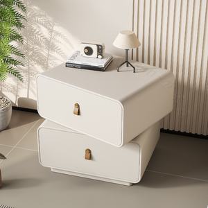 Table de chevet design italienne en bois massif Creative Cream Style Simple Modern Rotating Bedroom Storage Cabinet for Home Use - Product Image 1