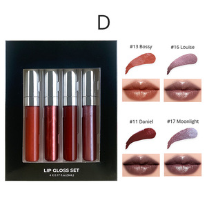 Ensemble de gloss à lèvres minéral teinté naturel végétalien à marque privée, effet magique longue durée, brillant, 4 pièces/ensemble, soin hydratant pour les lèvres - Product Image 3