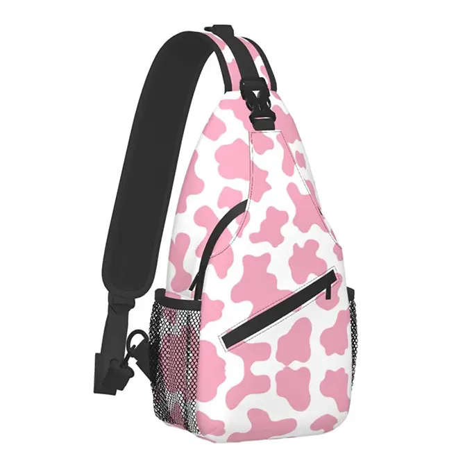 Schwarze weiße Polka-Punkt-Schlinge für Damen Herren Crossbody-Schulter-Rucksack nahtlose weiße Punkte auf schwarzem Hintergrund Trittendesign Ch