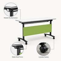 Table de formation pliable en bois avec roulettes verrouillables, plateau rabattable, gain de place, pour bureaux, salles de classe et salles de formation