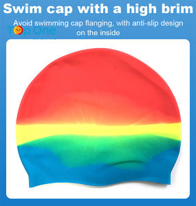 TopOne Logo personnalisé enfants élastique imperméable chapeau de piscine College Arena Silicone casquettes de natation - Product Image 4