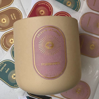 Autocollant de luxe en papier texturé avec logo personnalisé, dorure à chaud et gaufrage 3D pour pots de bougies parfumées et bouteilles