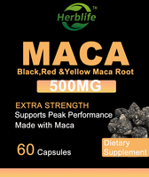 Cápsulas de polvo de raíz de Maca orgánica con suplemento de extracto de raíz de Maca peruana negra roja amarilla