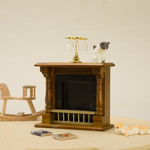 1:12 <b>Miniature</b> Wooden Simulation Fireplace Model DIY Toy for Dollhouse Furniture Decoration for <b>Miniature</b> Scene Decor - Product Image 4