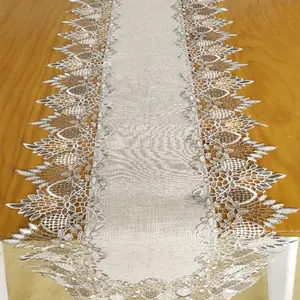 Chemin de table de luxe en macramé, couleur or, élégant, pour mariage