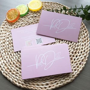 カスタム印刷300gsmコーティング紙マット仕上げピンク色かわいい「ありがとう」カードビジネスプロモーションギフト用 - Product Image 3