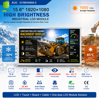 Layar LCD Industri Kecerahan Tinggi 15.6 Inci AUO Original TFT IPS 1920x1080 1000nits Panel LCD