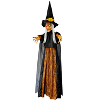 Accessoire de sorcière jaune lumineux à commande vocale avec bouche mobile et son d'effroi pour maison hantée, fête costumée, vente en gros