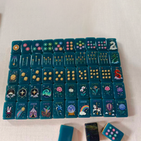 Mahjong américain personnalisé bleu fantaisie à trois couches pour 4 personnes, jeu d'intérieur de luxe, cadeau