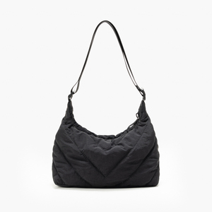 Black Quilted Women Tote Bag Shoulder Handbag <b>Large</b> Capacity Casual Shopping Travel <b>Purse</b> - Product Image 1