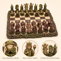 Jeu d'échecs en résine personnalisé pour jardin féerique, figurines de nain et d'elfe, jeu d'échecs, cadeau décoratif original, ornements de jardin créatifs